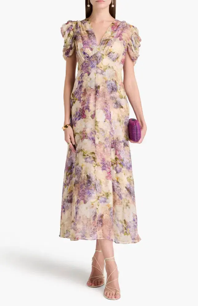 Zimmermann The Lyrical Gather Sleeve Midi in Dreamy Floral Size 0/Au 8 for rent on The Volte - main image