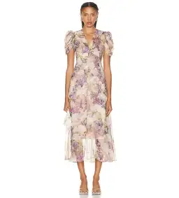 Zimmermann The Lyrical Gather Sleeve Midi in Dreamy Floral Size 0/Au 8 for rent on The Volte - image 1