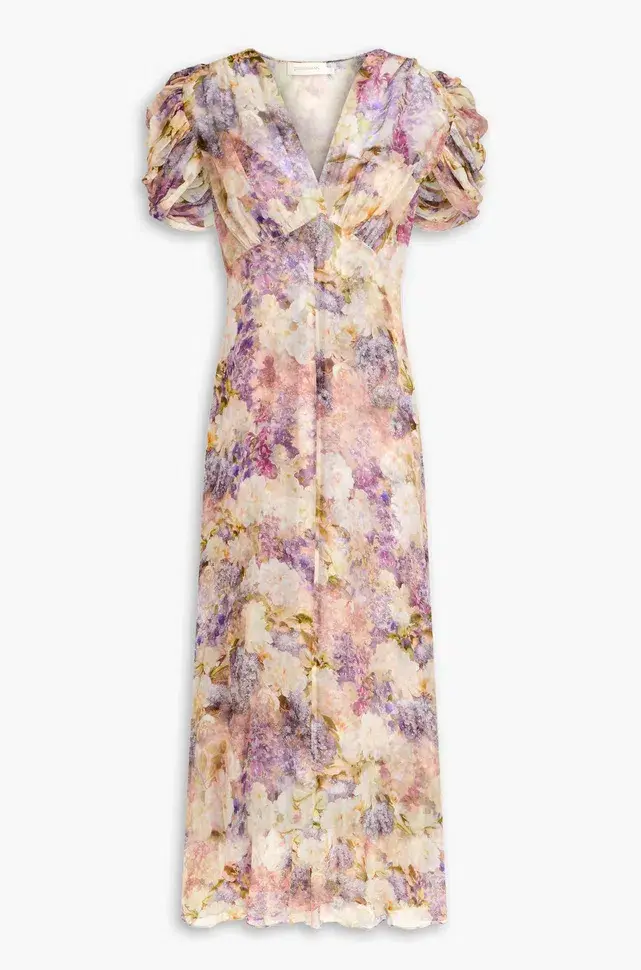 Zimmermann The Lyrical Gather Sleeve Midi in Dreamy Floral Size 0/Au 8 - Image 6
