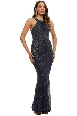 Rachel Gilbert Saskia Beaded Gown Navy Size AU 12 for rent on The Volte - image 2