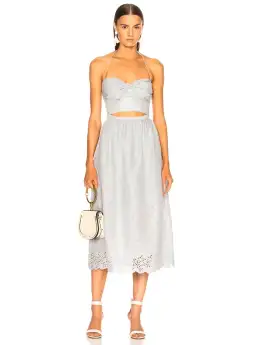 Zimmermann Iris Picnic Midi Dress Light Blue Size 2 / AU 12