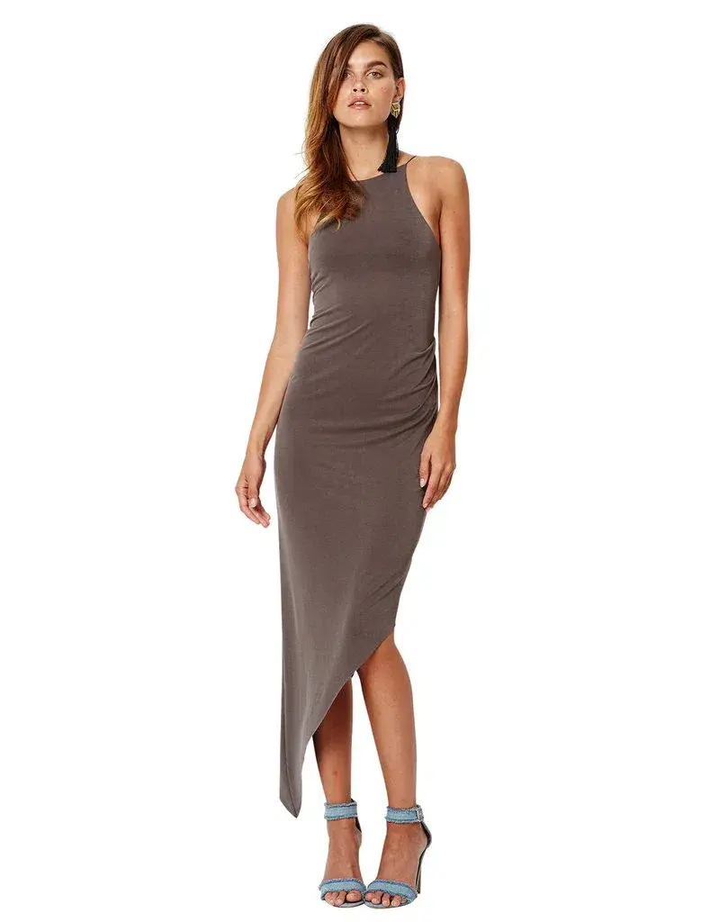 Bec & Bridge Sandalwood Asymmetric Dress Fawn Size 12 for rent on The Volte - main image