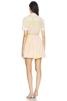Zimmermann Size 1 Pop Pleated Mini Dress Pink/Yellow Floral Size 10 for rent on The Volte - image 3