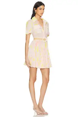 Zimmermann Size 1 Pop Pleated Mini Dress Pink/Yellow Floral Size 10 for rent on The Volte - image 2