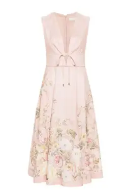 Zimmermann Waverly Plunge Midi Dress Pink Floral Size 2 (AU 12) for rent on The Volte - image 5
