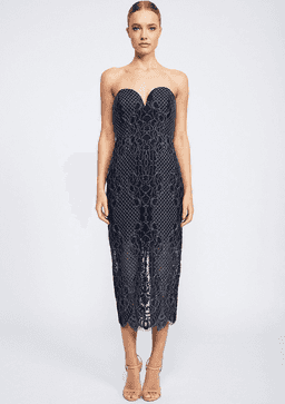 Shona Joy Lace Bustier Midi Dress Navy Size 10 for rent on The Volte - image 1