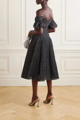 Zimmermann Polka Dot Plissé Chiffon Midi Dress Black Size 0 / AU 8 for rent on The Volte - image 2