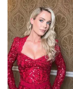 Rebecca Vallance X Nicky Hilton Leyla Long Sleeve Midi Dress Red Sequin Size 8 for rent on The Volte - image 4