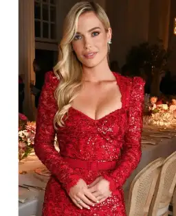 Rebecca Vallance X Nicky Hilton Leyla Long Sleeve Midi Dress Red Sequin Size 8 for rent on The Volte - image 3