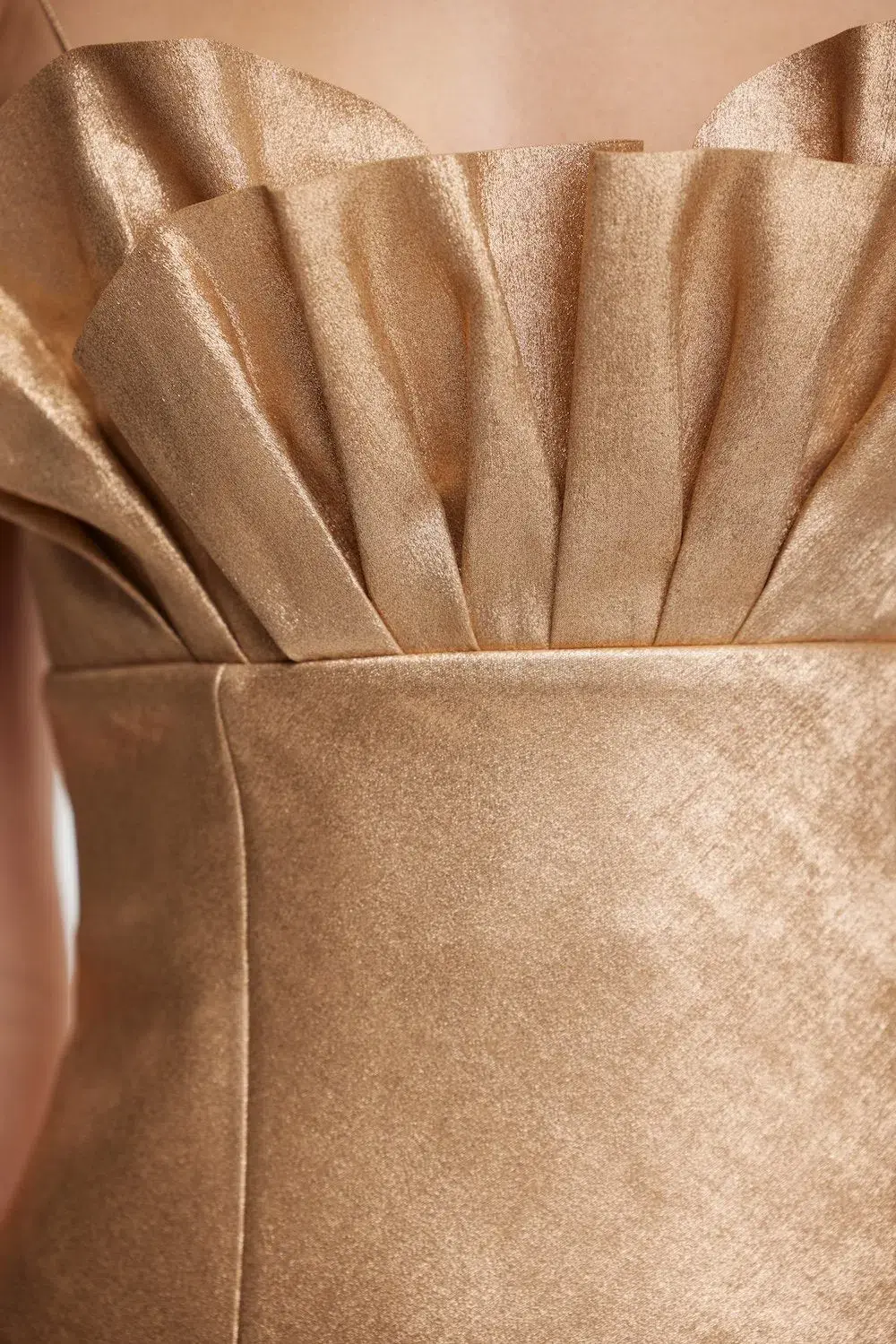 Acler Mahina Midi Dress Metallic Caramel Gold Size 8 for rent on The Volte - main image