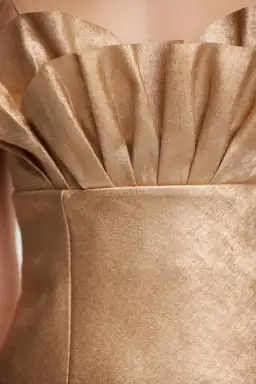 Acler Mahina Midi Dress Metallic Caramel Gold Size 8 for rent on The Volte - image 2