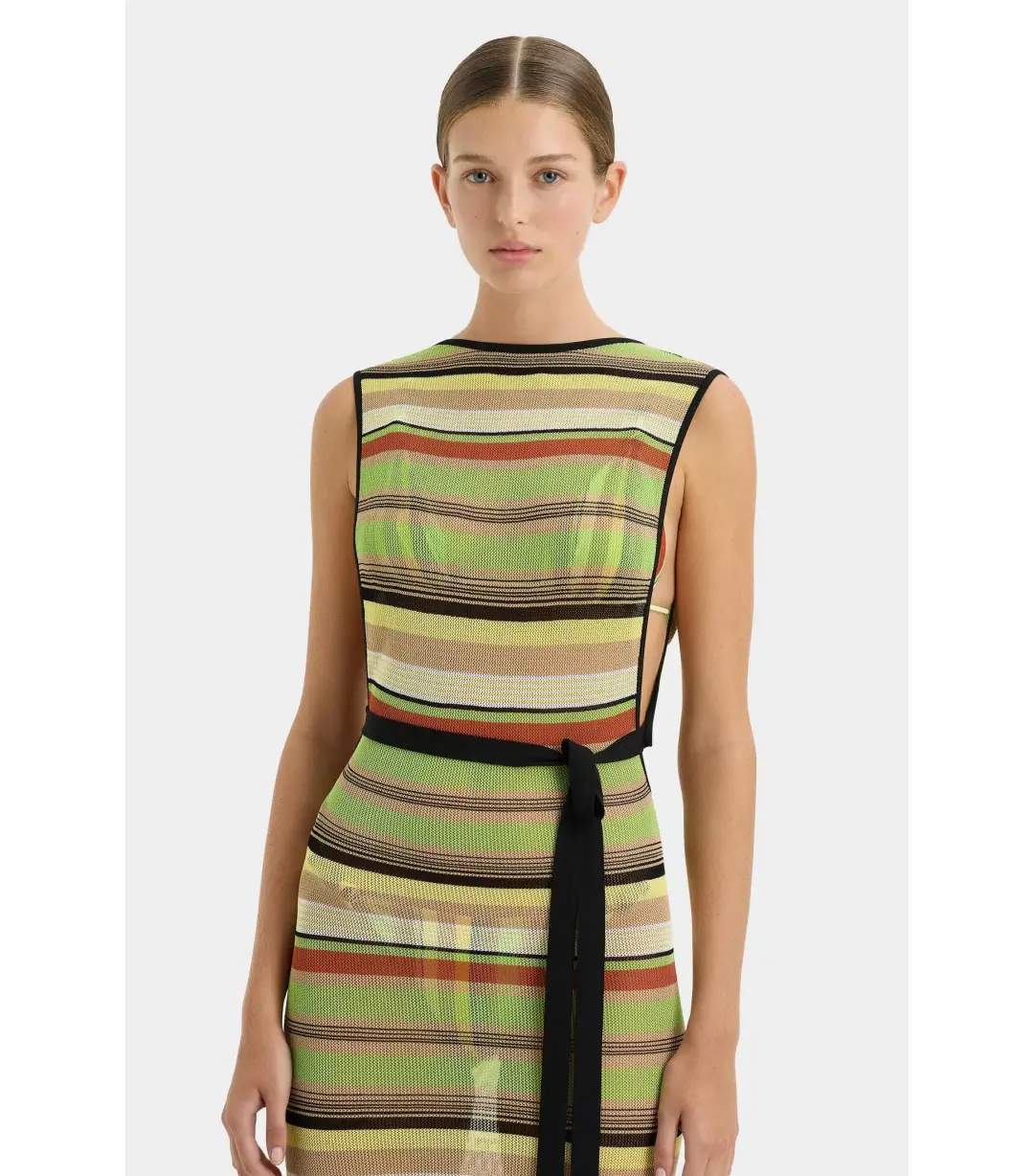 Sir The Label Coastline Tie Dress in Palm Stripe Size 2 / AU 10 for rent on The Volte - main image