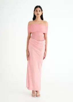 Benni Nico Off Shoulder Maxi Dress Candyfloss Pink Size 12 for rent on The Volte - image 2