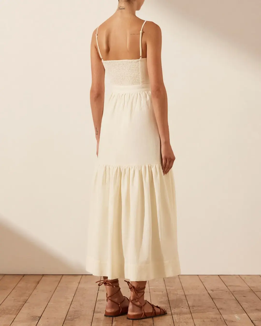 Shona Joy Cecilia Twist Bodice Midi Dress - cream size 10 for rent on The Volte - main image
