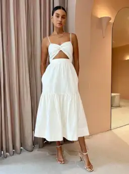 Shona Joy Cecilia Twist Bodice Midi Dress - cream size 10 for rent on The Volte - image 3