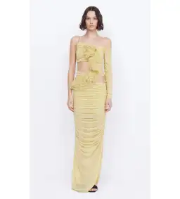 Bec & Bridge Spiral Crush Asymmetrical Maxi Dress in Citrus Size 8 for rent on The Volte - image 1