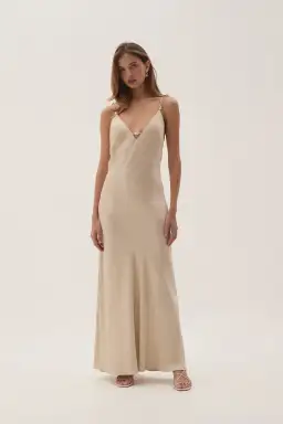 Aje Studio Crossback Midi Dress Oat Size 8 for rent on The Volte - image 1