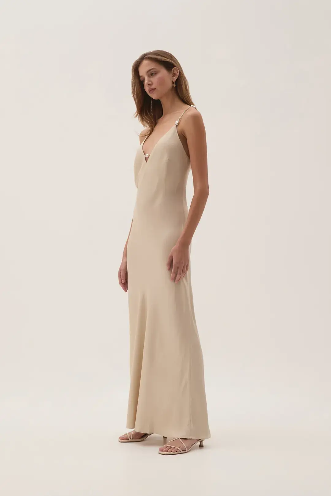 Aje Studio Crossback Midi Dress Oat Size 8 for rent on The Volte - main image