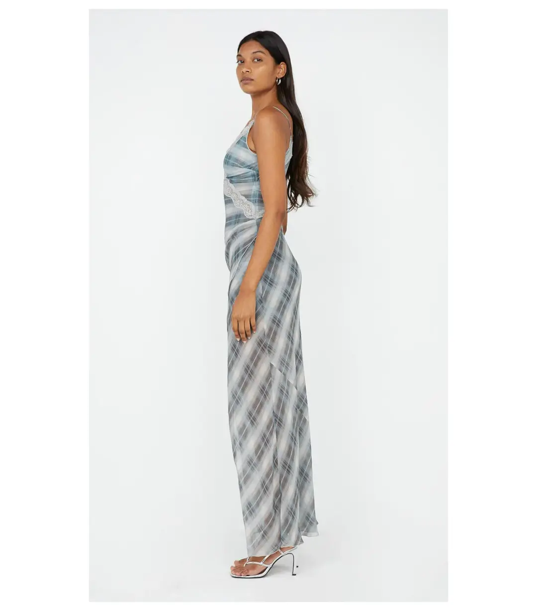 Bec & Bridge Seanna Asymmetrical Maxi Dress in Storm Check Size AU 6 for rent on The Volte - main image