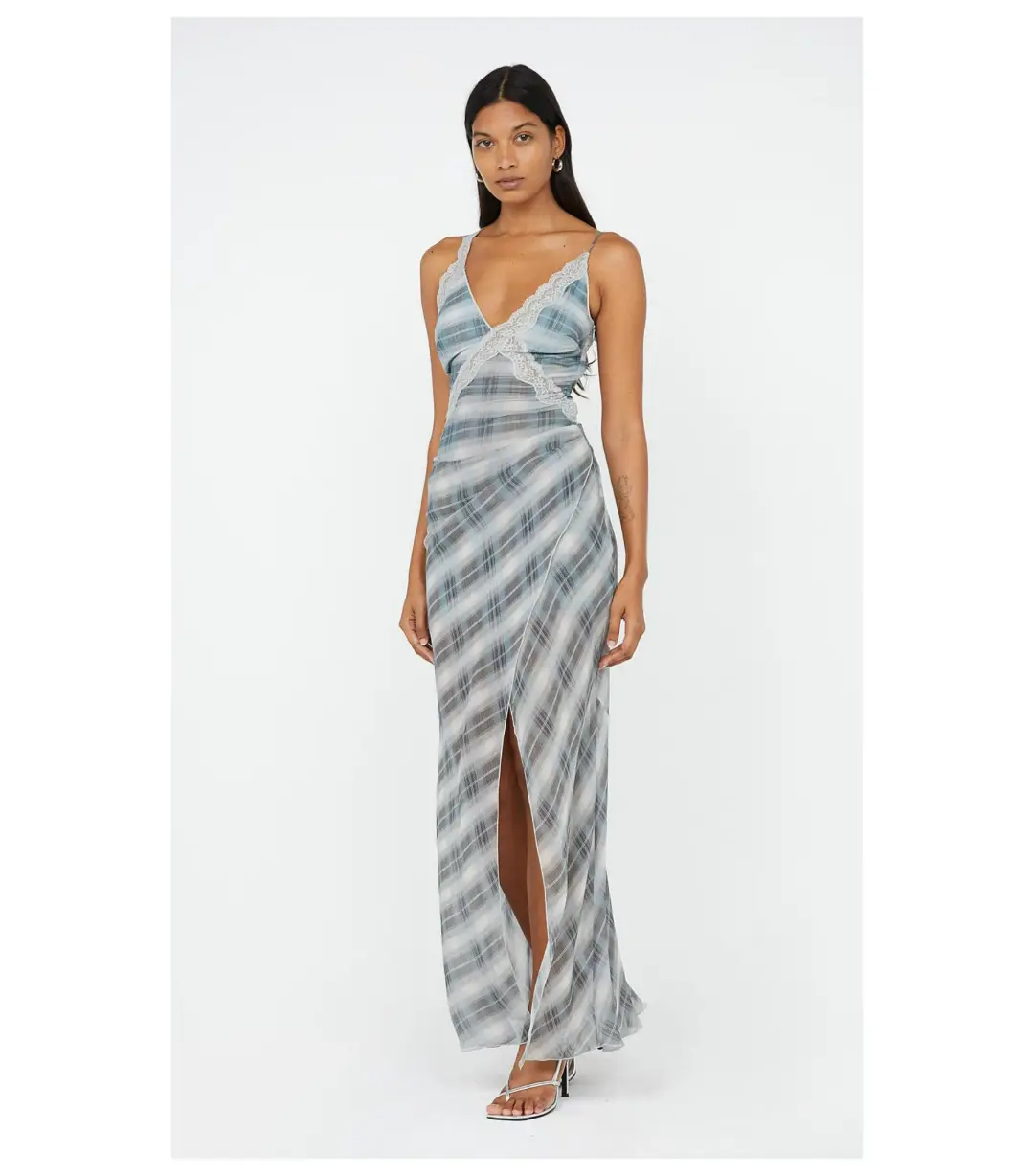Bec & Bridge Seanna Asymmetrical Maxi Dress in Storm Check Size AU 6 for rent on The Volte - main image