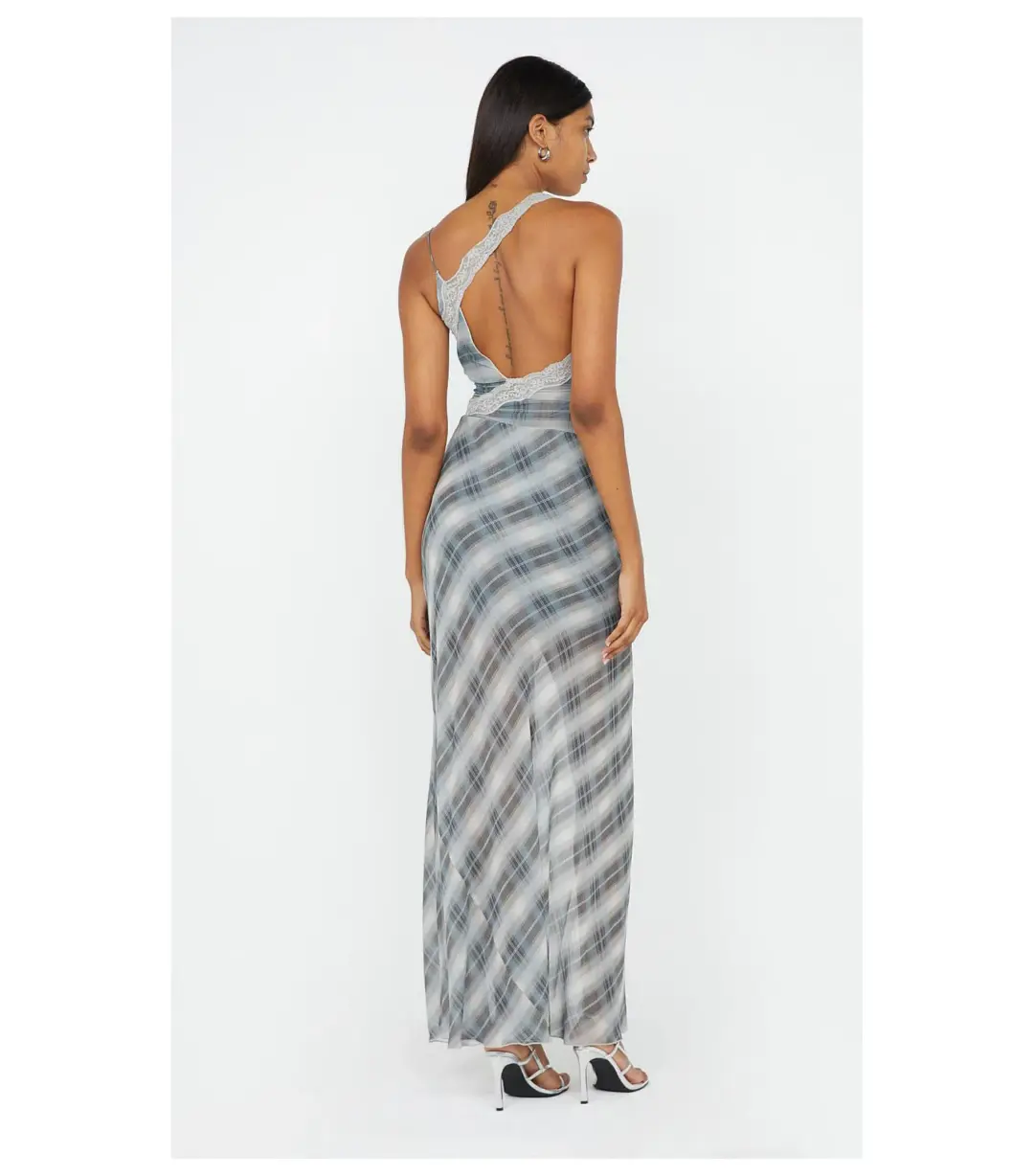 Bec & Bridge Seanna Asymmetrical Maxi Dress in Storm Check Size AU 6 for rent on The Volte - main image