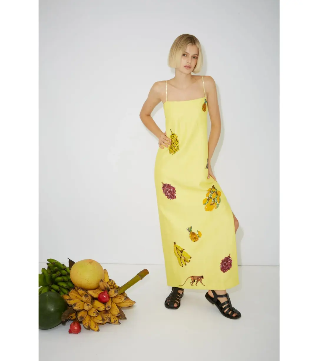 Alemais Diamond Dancer Midi Dress Yellow Size AU 10 for rent on The Volte - main image