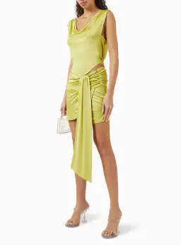 Asta Resort Chloe Top and Mini Skirt Set Chartreuse Size 6