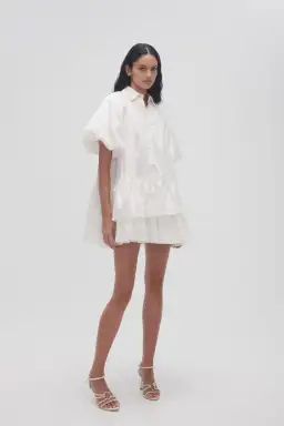Aje Ambience Smock Mini Dress Ivory Size 6 for rent on The Volte - image 2