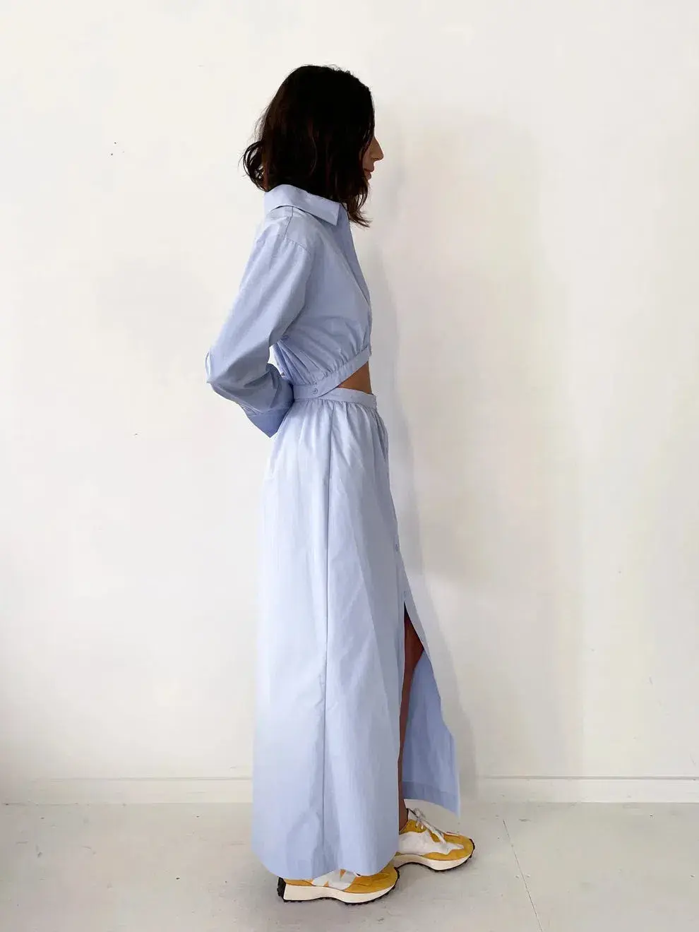 Sir the Label Ilkin Deconstructed Detachable Skirt & Top Midi Dress Blue Size 2 / AU 10 for rent on The Volte - main image