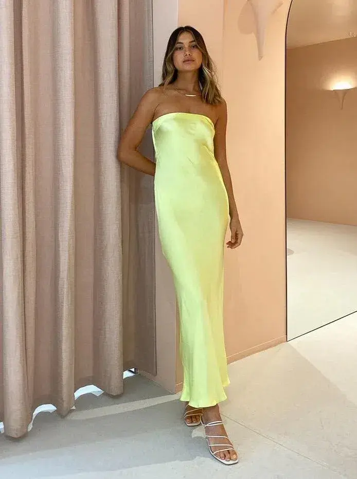 Bec & Bridge Citrus Sweetie Strapless Dress Citrus Size 8 for rent on The Volte - main image