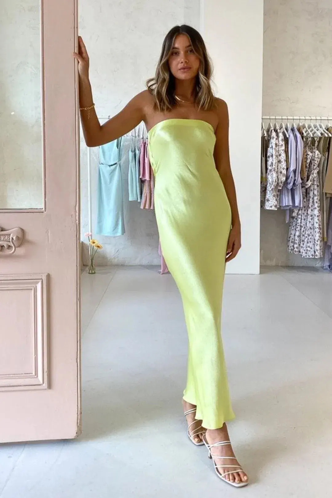 Bec & Bridge Citrus Sweetie Strapless Dress Citrus Size 8 for rent on The Volte - main image