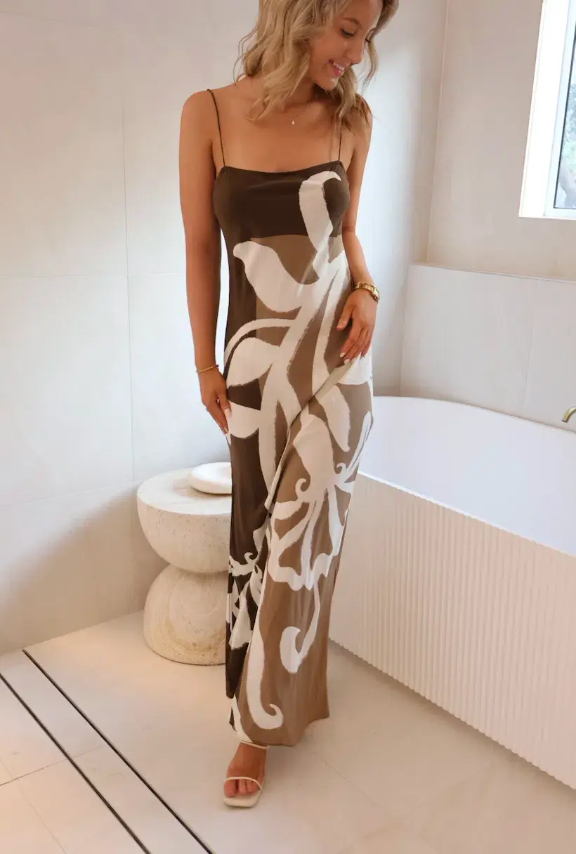 Sir the Label Portia Slip Dress Chocolate Sorrento Size 2 / AU 10 for rent on The Volte - main image