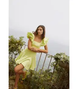 Aje Breathless Frill Sleeve Mini Dress Lime Green Size AU 6 for rent on The Volte - image 4
