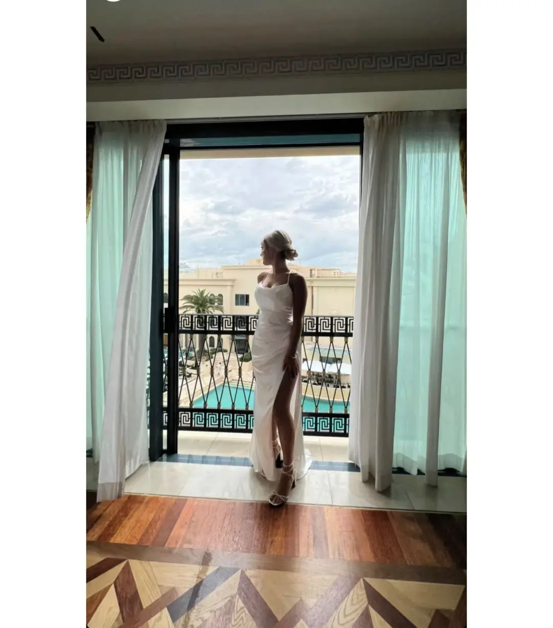 One Honey Couture Quinn Satin Lace Up Formal Dress Off White Size AU 6 for rent on The Volte - main image