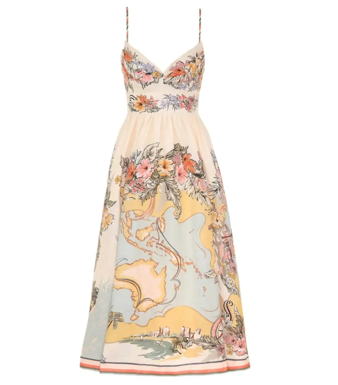 Zimmermann Tallow Tucked Bodice Dress in Nautical Map Size 2 / AU 12 for rent on The Volte - main image