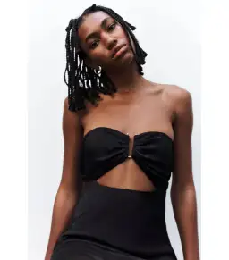 Shona Joy Camille Strapless Cut Out Midi Dress Black Size AU 8 for rent on The Volte - image 5