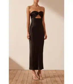Shona Joy Camille Strapless Cut Out Midi Dress Black Size AU 8 for rent on The Volte - image 2