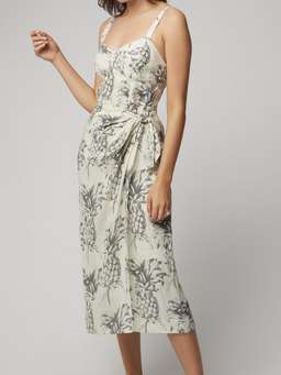 Zimmermann Wayfarer Printed Linen Wrap Dress in White Print Size 3 for rent on The Volte - image 2