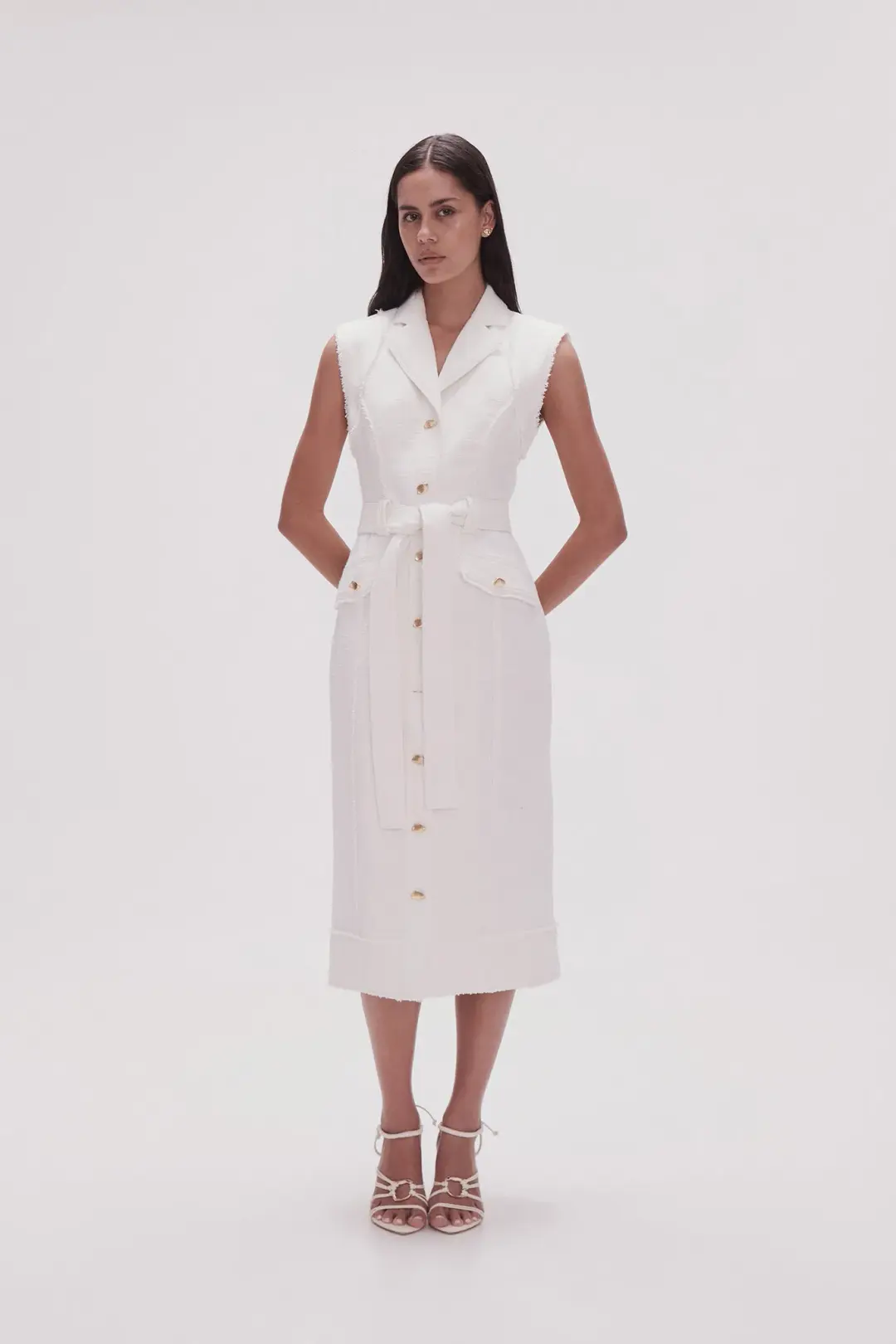 Aje Isabel Utility Midi Dress Ivory Size 8 for rent on The Volte - main image