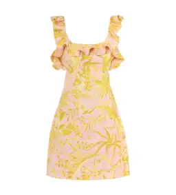 Zimmermann The Golden Ruffle Mini Dress in Pink/Gold Floral Size 2 / AU 12 for rent on The Volte - image 3