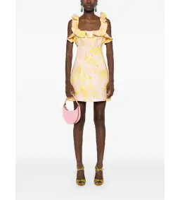 Zimmermann The Golden Ruffle Mini Dress in Pink/Gold Floral Size 2 / AU 12 for rent on The Volte - image 1