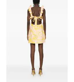 Zimmermann The Golden Ruffle Mini Dress in Pink/Gold Floral Size 2 / AU 12 for rent on The Volte - image 2