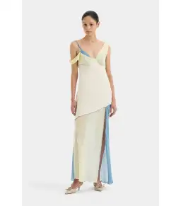 Sir The Label Thames Splice Midi Dress in Ecru Multi Size 0 / AU 6 for rent on The Volte - image 4