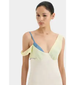 Sir The Label Thames Splice Midi Dress in Ecru Multi Size 0 / AU 6 for rent on The Volte - image 2