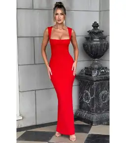 Bamba Helena Maxi Dress Red Size XS / AU 6