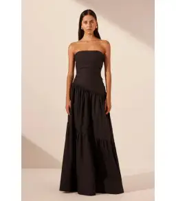 Shona Joy Maiori Strapless Tiered Maxi Dress Black Size AU 10