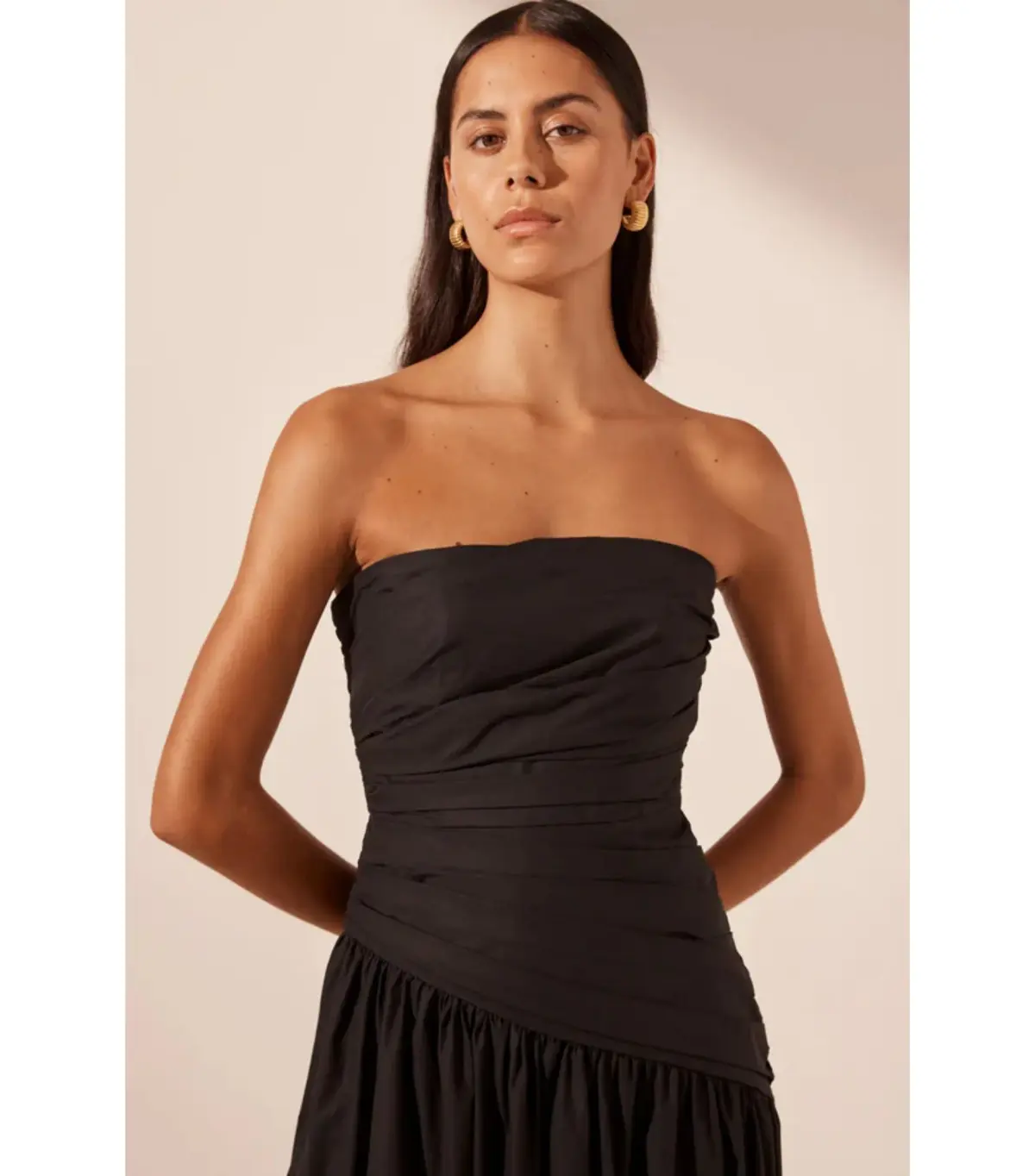 Shona Joy Maiori Strapless Tiered Maxi Dress Black Size AU 10 - Image 2