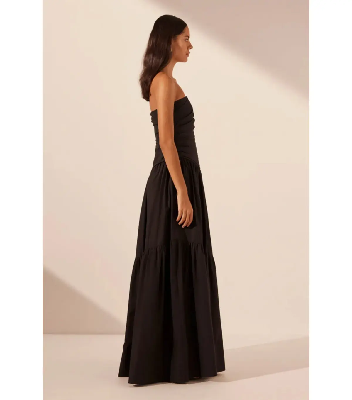 Shona Joy Maiori Strapless Tiered Maxi Dress Black Size AU 10 - Image 3