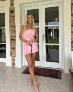 Aje Telma Mini Dress in Pink Quartz Size AU 10 for rent on The Volte - image 4