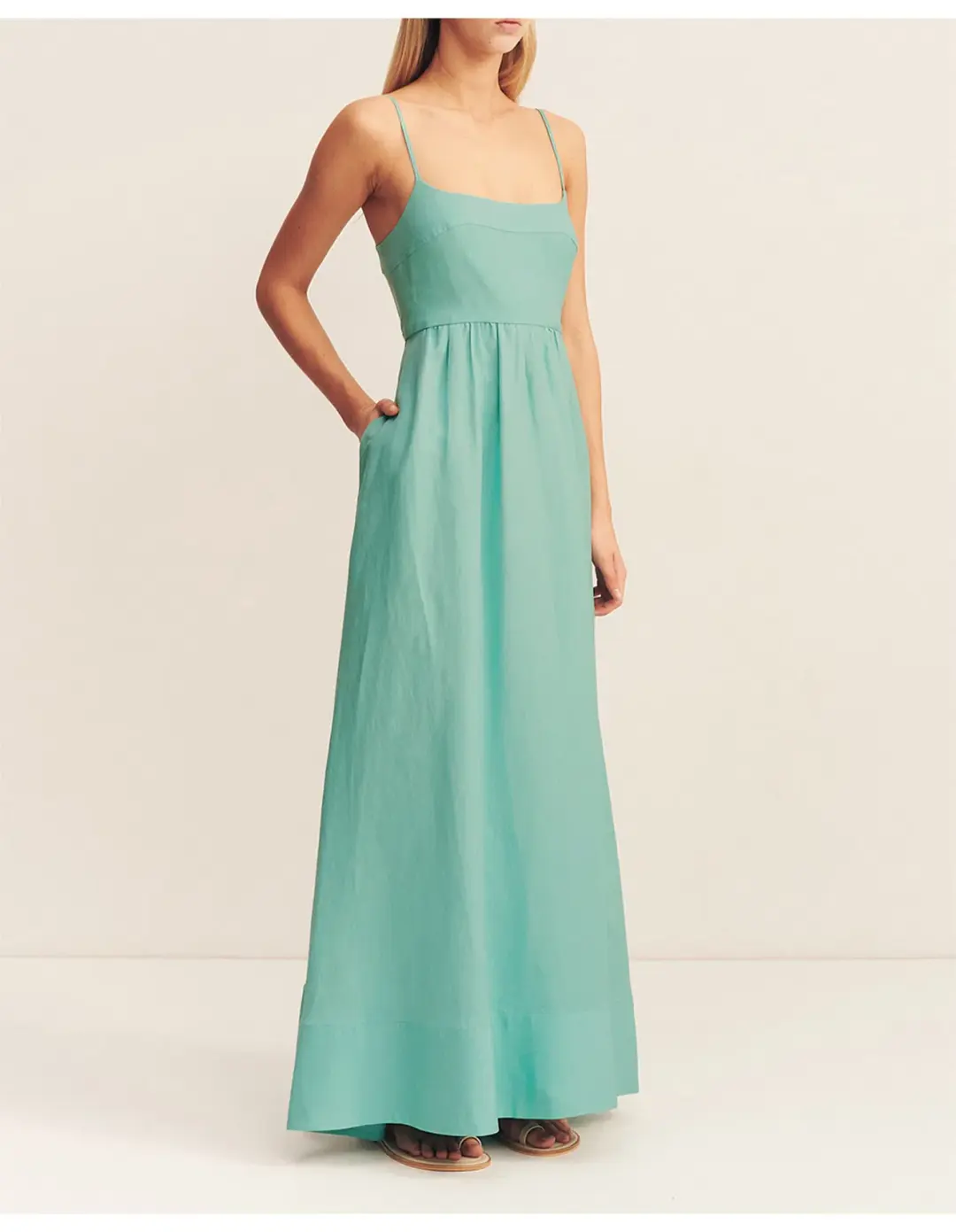 Shona Joy Alec Low Open Back Maxi Dress Pool Blue Size 10 for rent on The Volte - main image